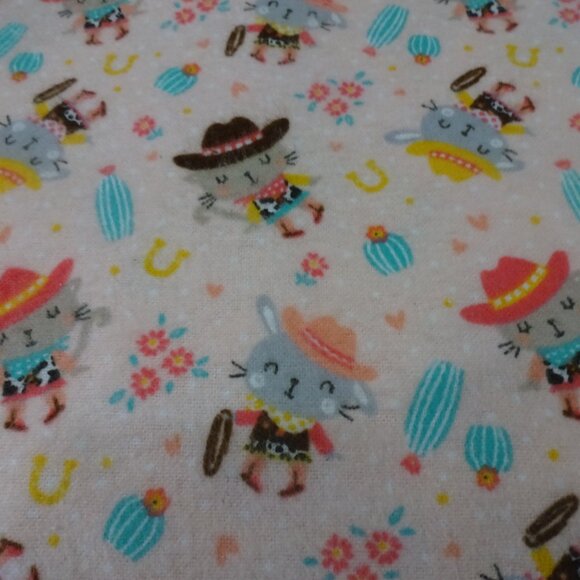 Adorable KITTY COWBOYS Handmade Cotton Flannel Pillowcase Standard/Queen - Picture 2 of 3